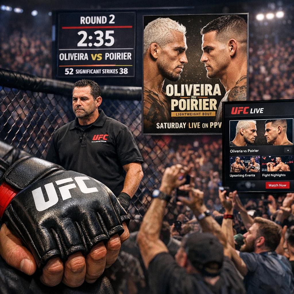 UFC 326 Stream to Watch with gloves and referee