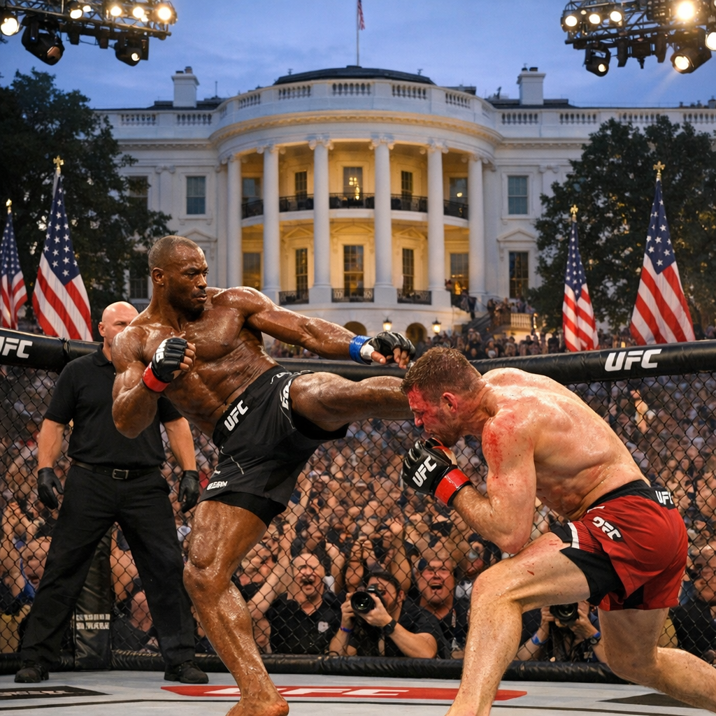 UFC White House event with fighters and crowd
