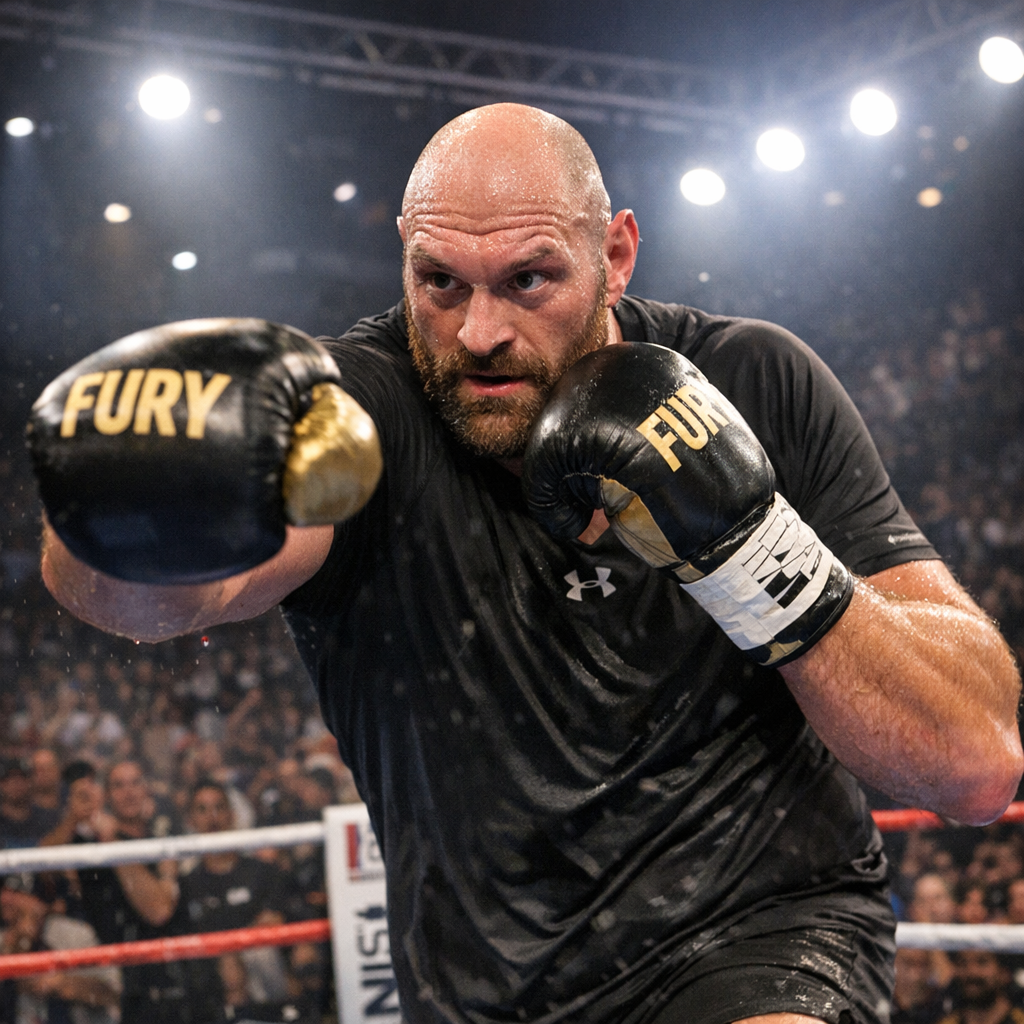 Tyson Fury training for his fight in 2026